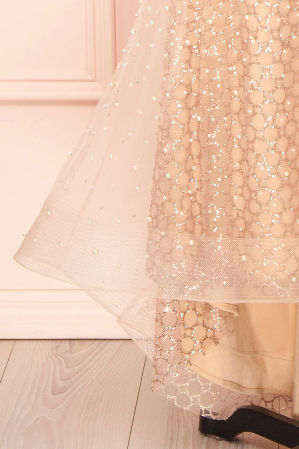 Laelia | Long Sleeve Beaded High-Low Midi Dress