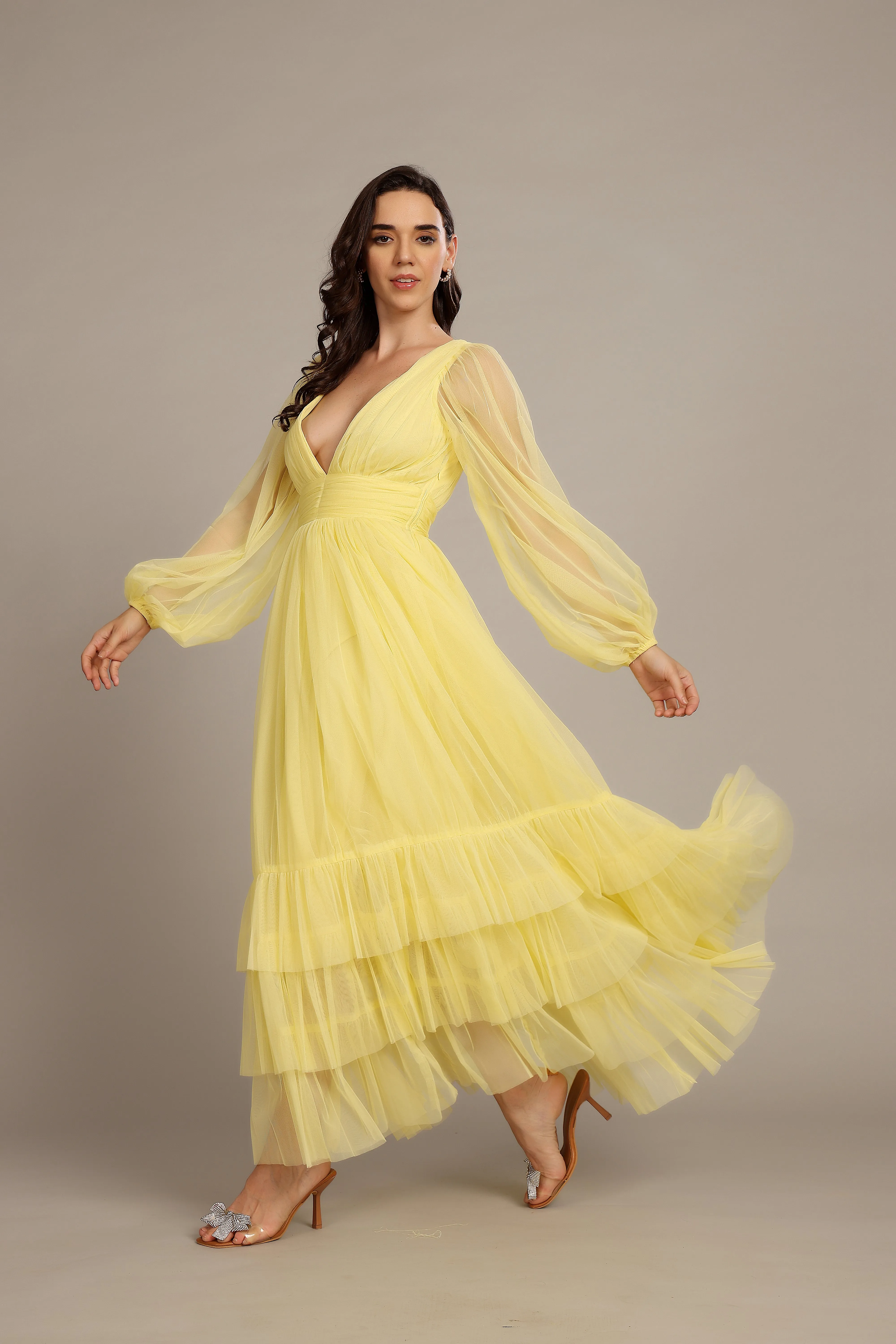Madison Long Sleeve Maxi Dress in Buttercup