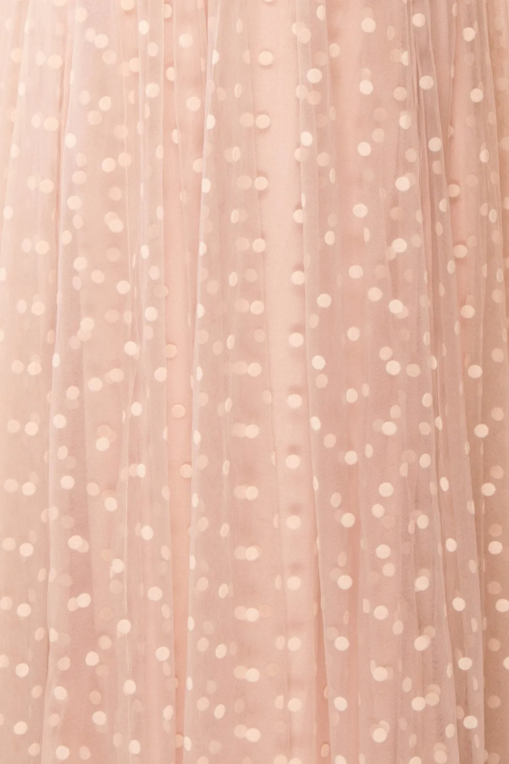 Margarida | Polka Dot Pink Tulle Maxi Dress