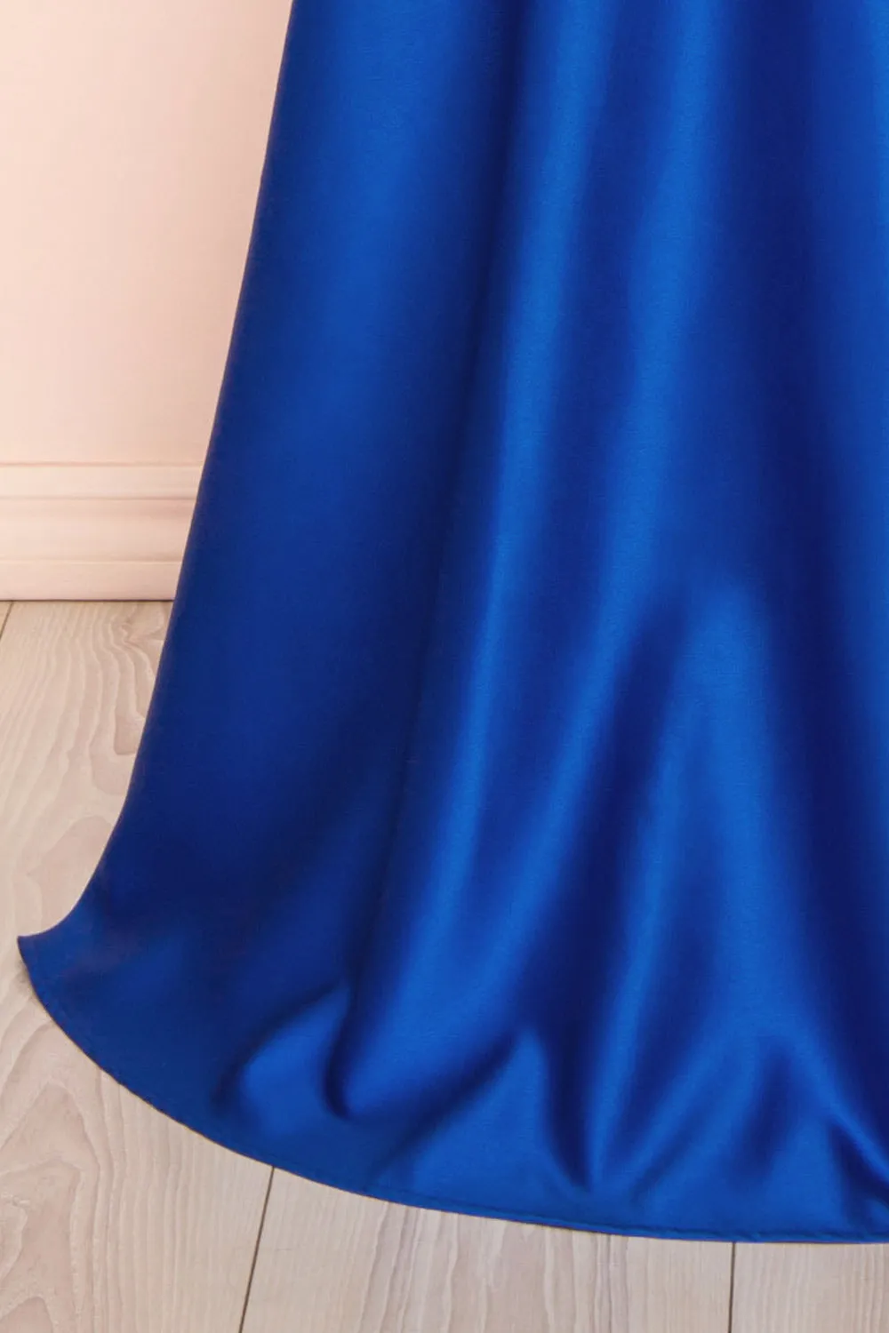 Marlys Blue | Cowl Neck Satin Maxi Dress w/ High Slit