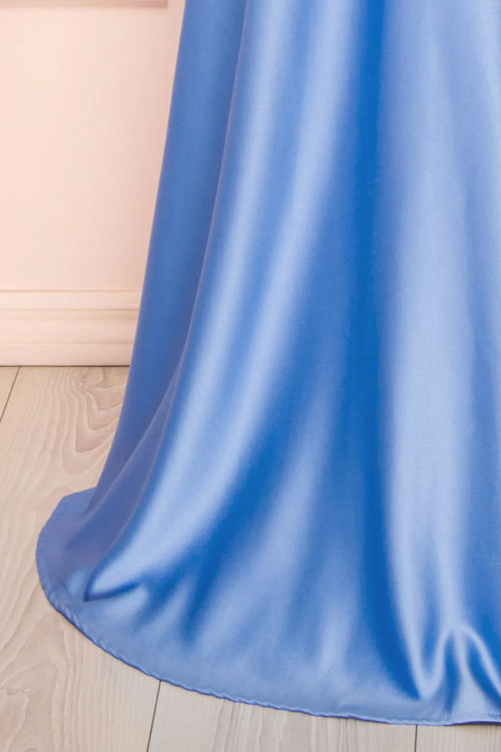 Marlys Light Blue | Cowl Neck Satin Maxi Dress w/ High Slit