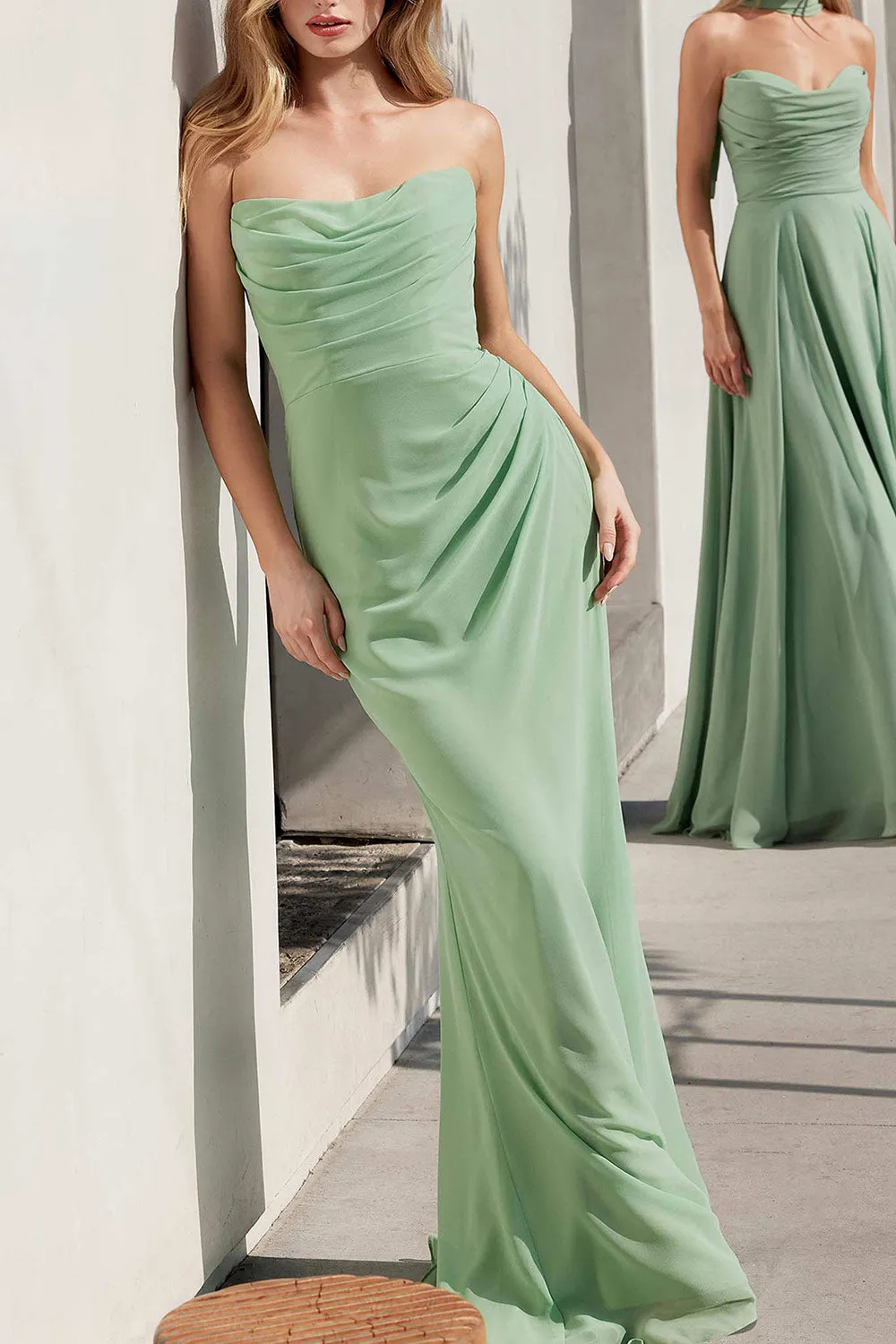 Marylin Sage | Mermaid Draped Chiffon Dress