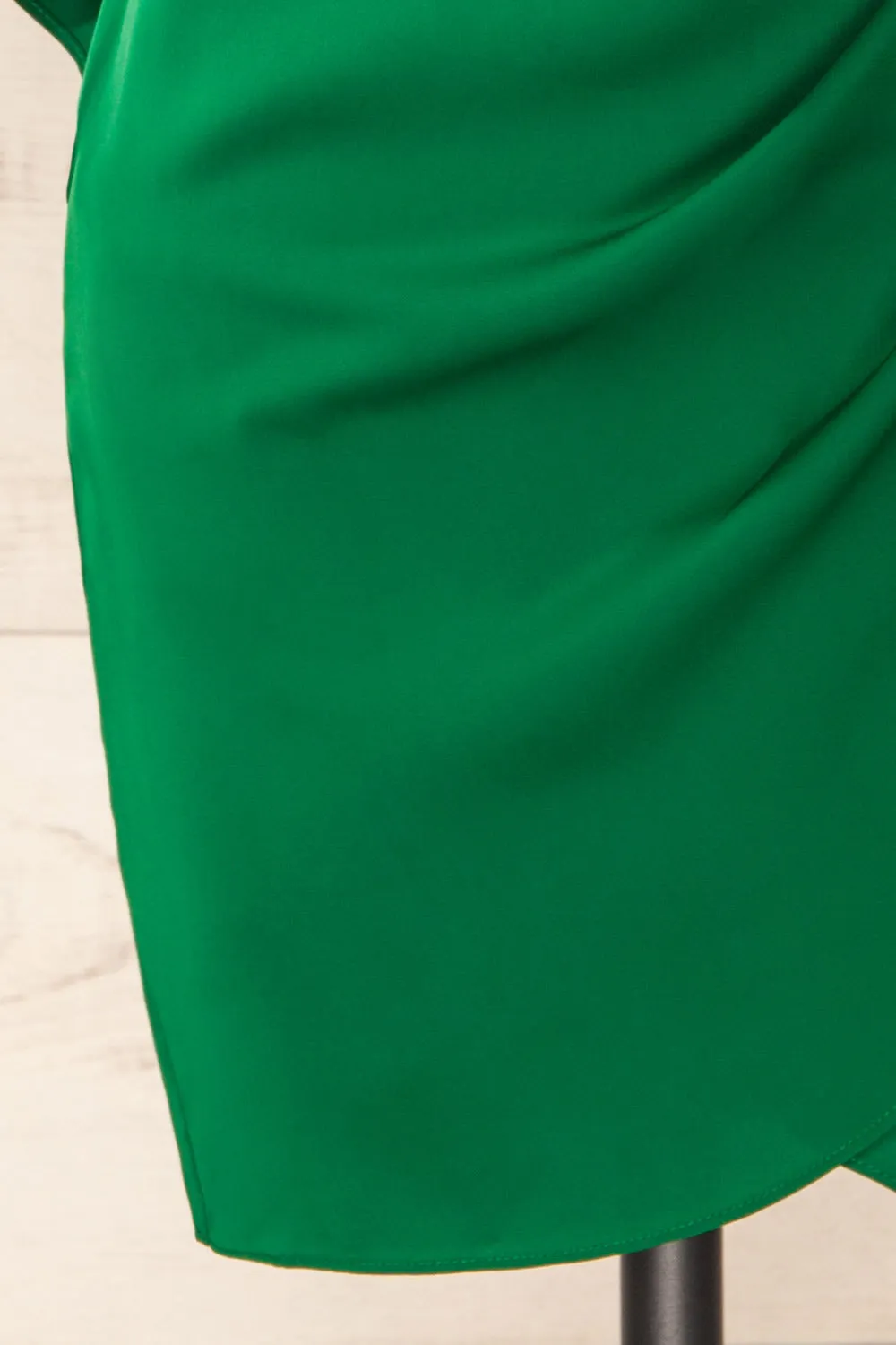 Milanoa Green | Short Satin Dress w/ Cape