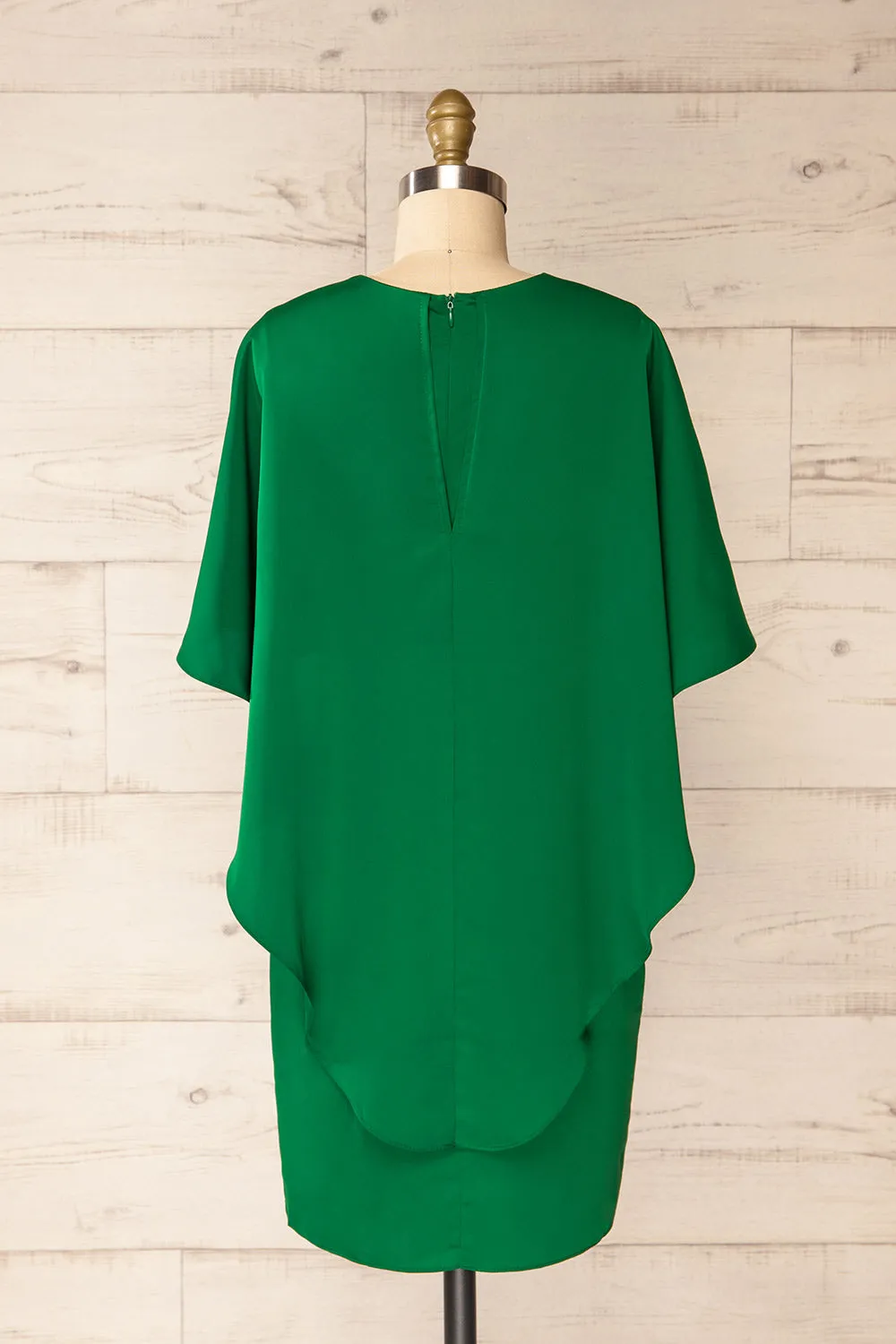 Milanoa Green | Short Satin Dress w/ Cape