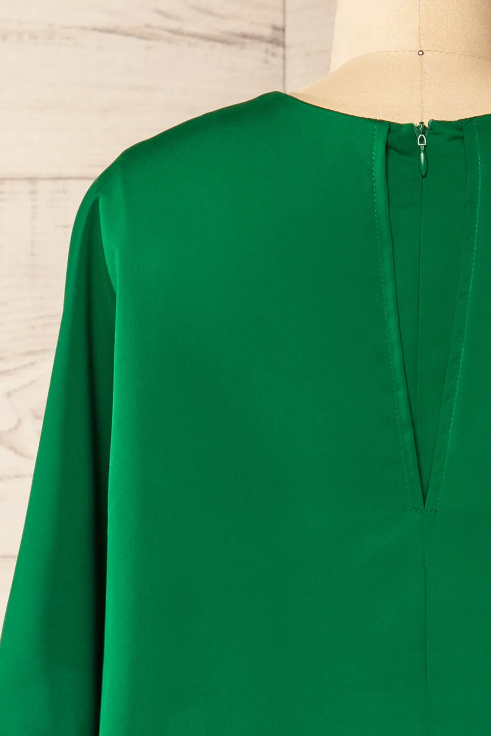 Milanoa Green | Short Satin Dress w/ Cape