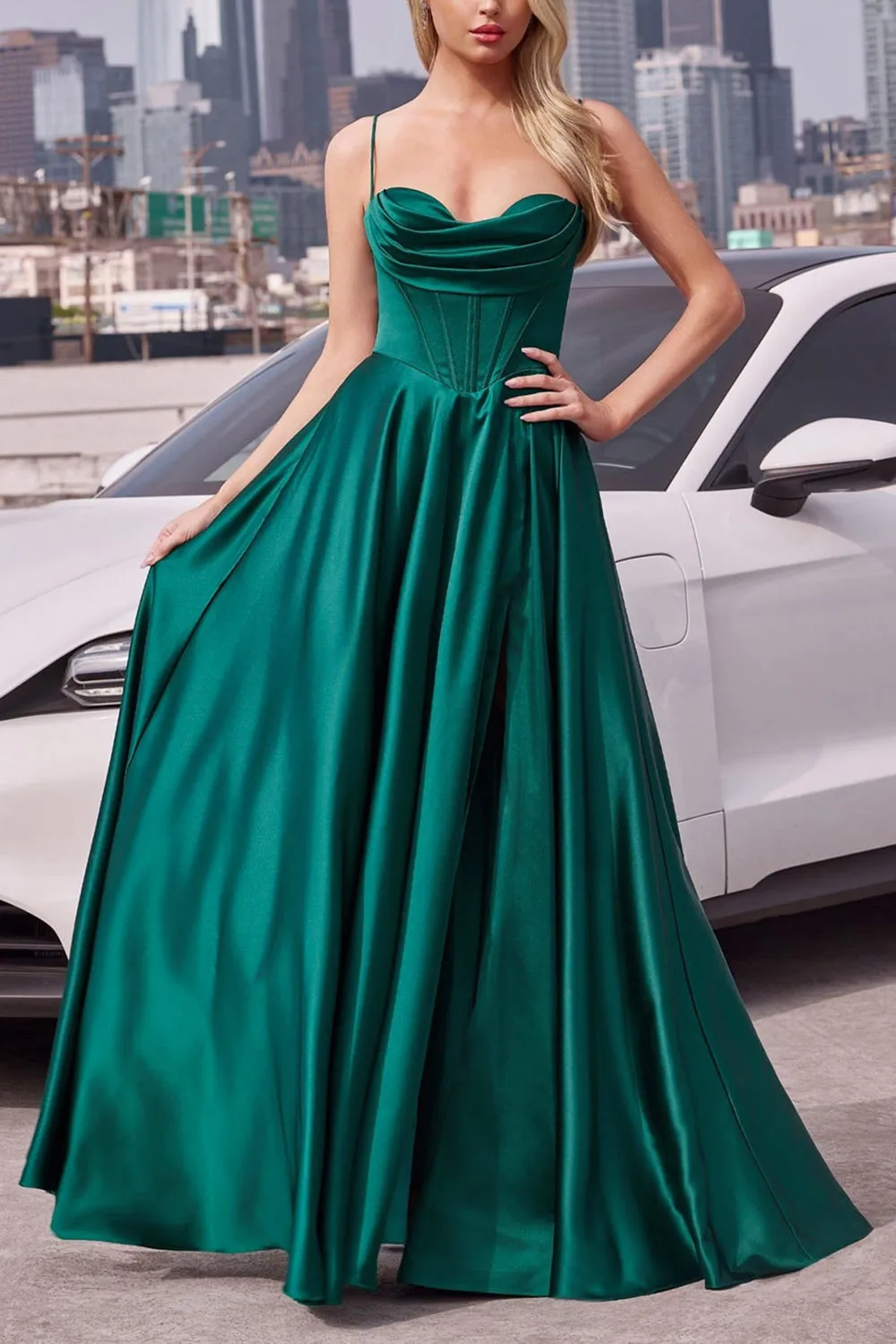 Misha Green | Corset Cowl Neck Maxi Dress