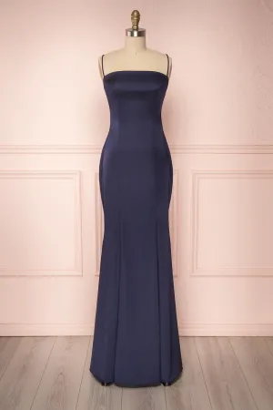 Naomie Navy | Silky Mermaid Gown