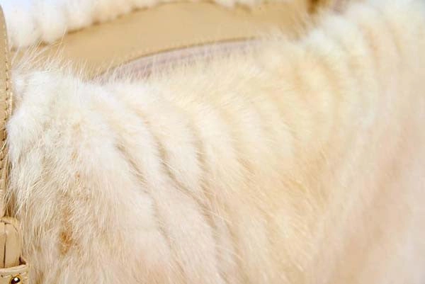 Paolo Masi White Mink and Leather Hobo Style Bag