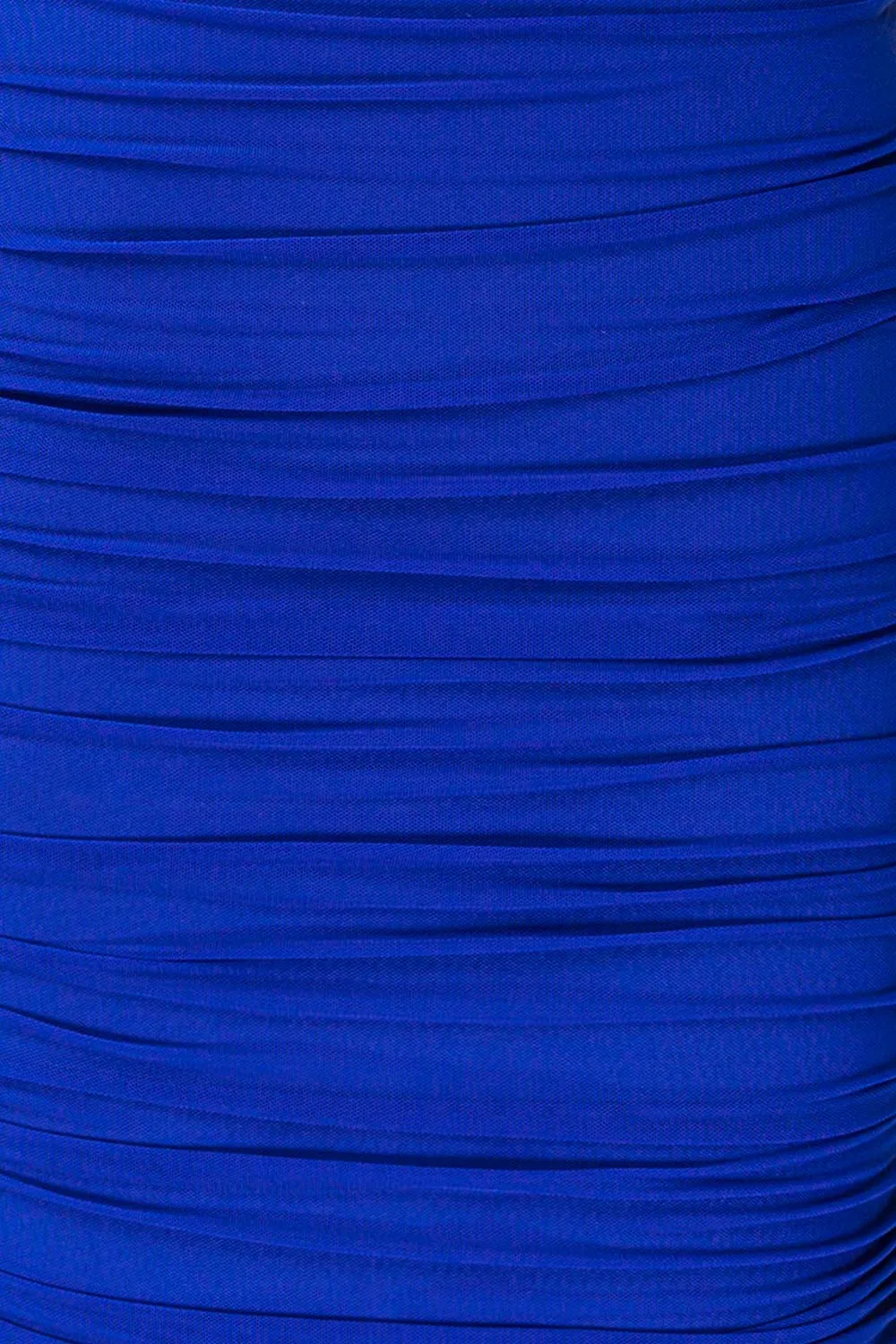 Rilievo Blue | Ruched Fitted Midi Dress