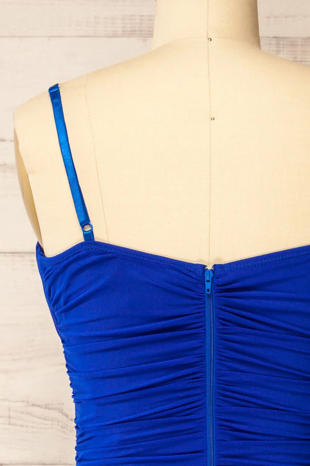 Rilievo Blue | Ruched Fitted Midi Dress