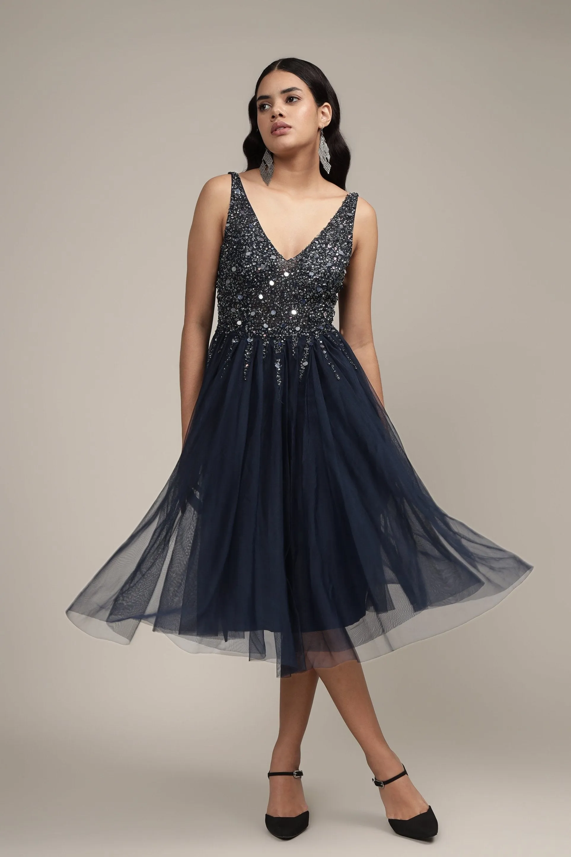 Symphony Dark Blue Embellished Mini Dress