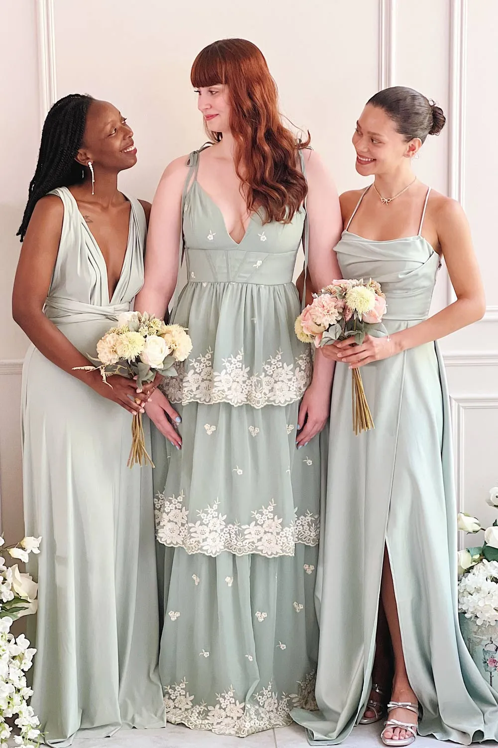 Taliana Mauve | Chiffon Maxi Dress w/ Floral Embroidery