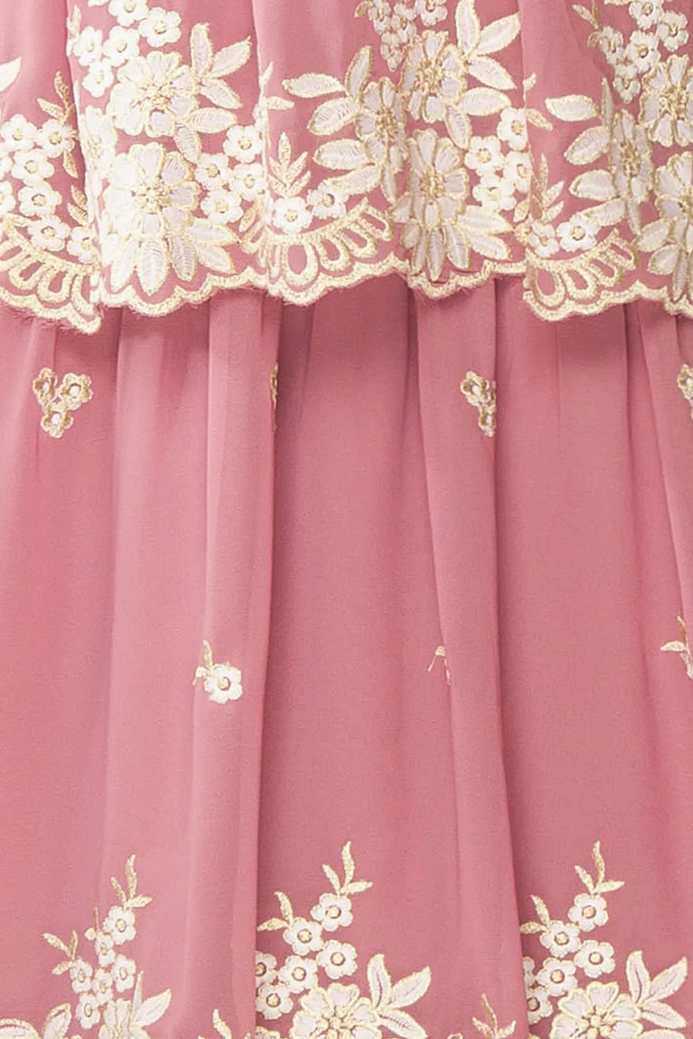 Taliana Mauve | Chiffon Maxi Dress w/ Floral Embroidery