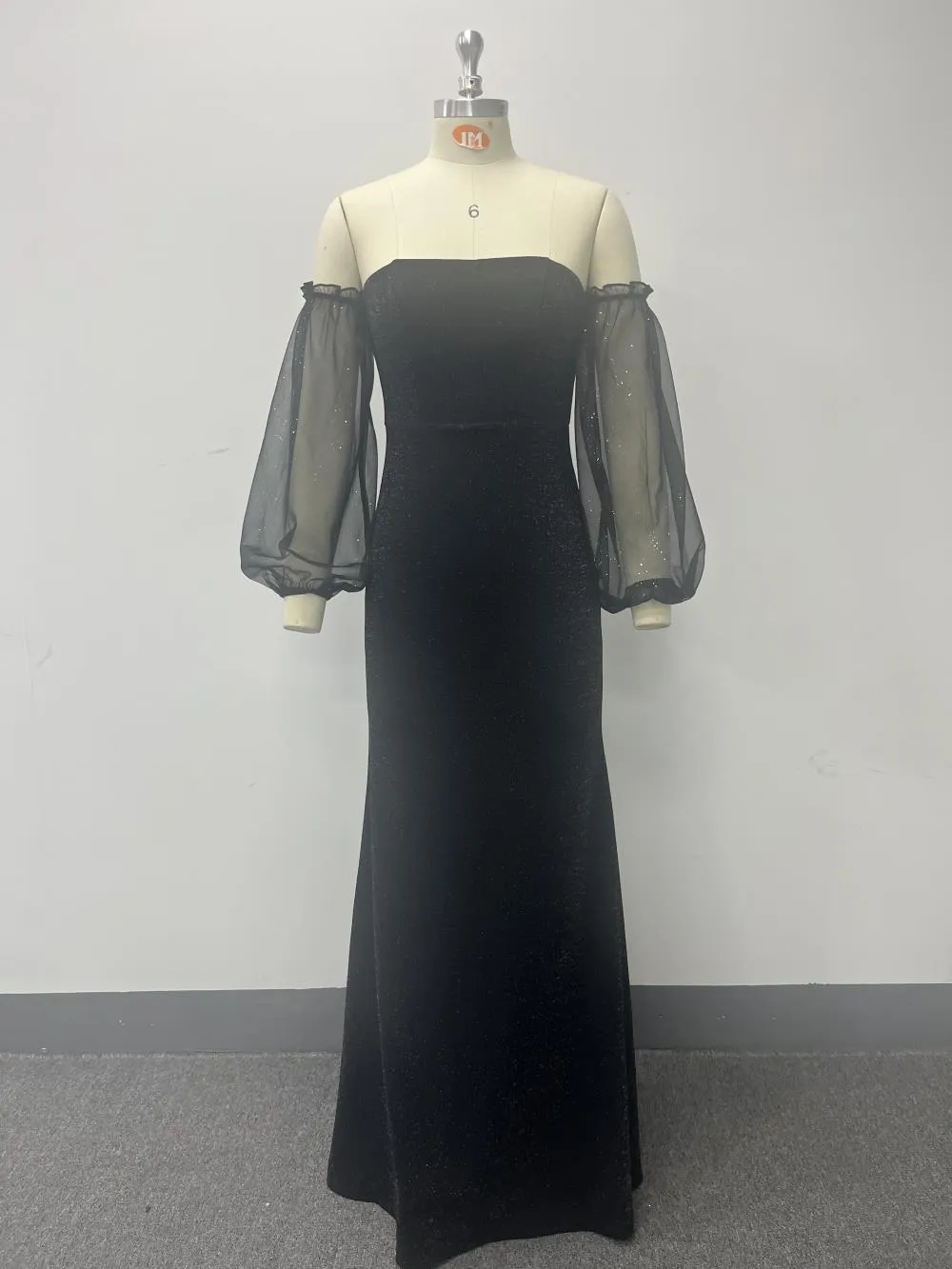 Versatile Off-the-Shoulder Long Loose Sleeves Sparkly Sheath Evening Dress