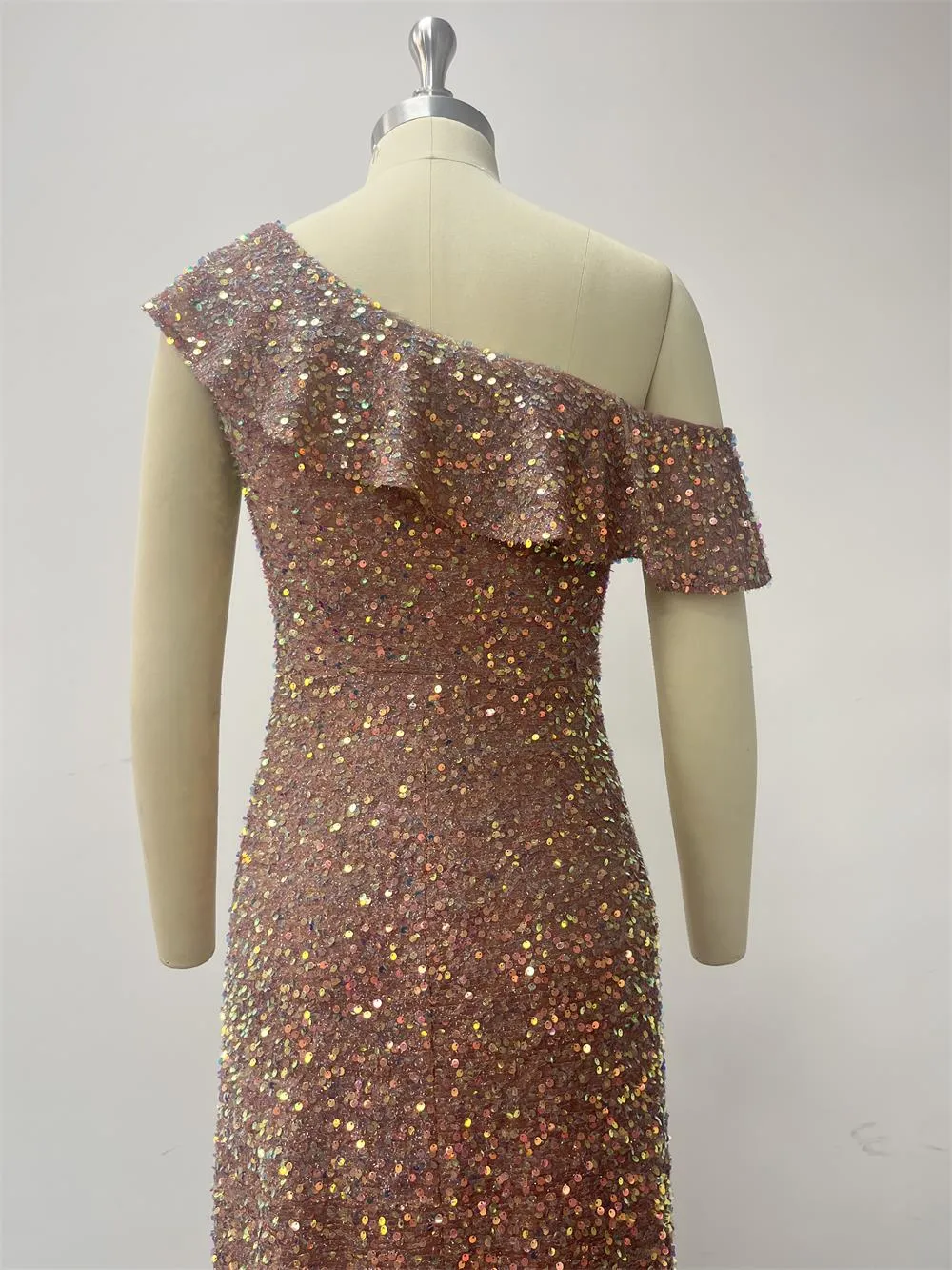 Versatile Shimmering Asymmetrical Cap Sleeve Sheath Midi Evening Dress