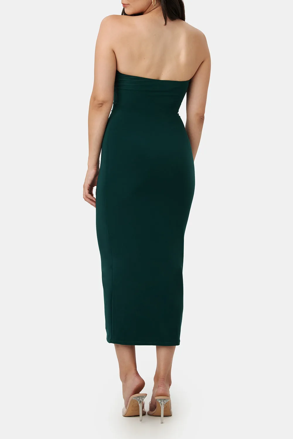 Victorya Green | Strapless Fitted Midi Dress