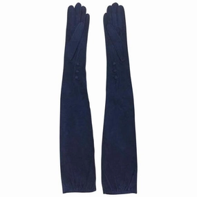 Vintage Christian Dior Parisian Blue Suede Opera Gloves - New Old Stock