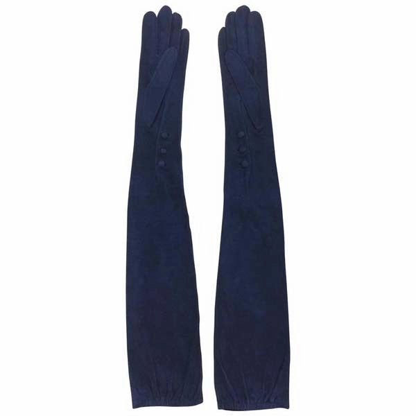 Vintage Christian Dior Parisian Blue Suede Opera Gloves - New Old Stock