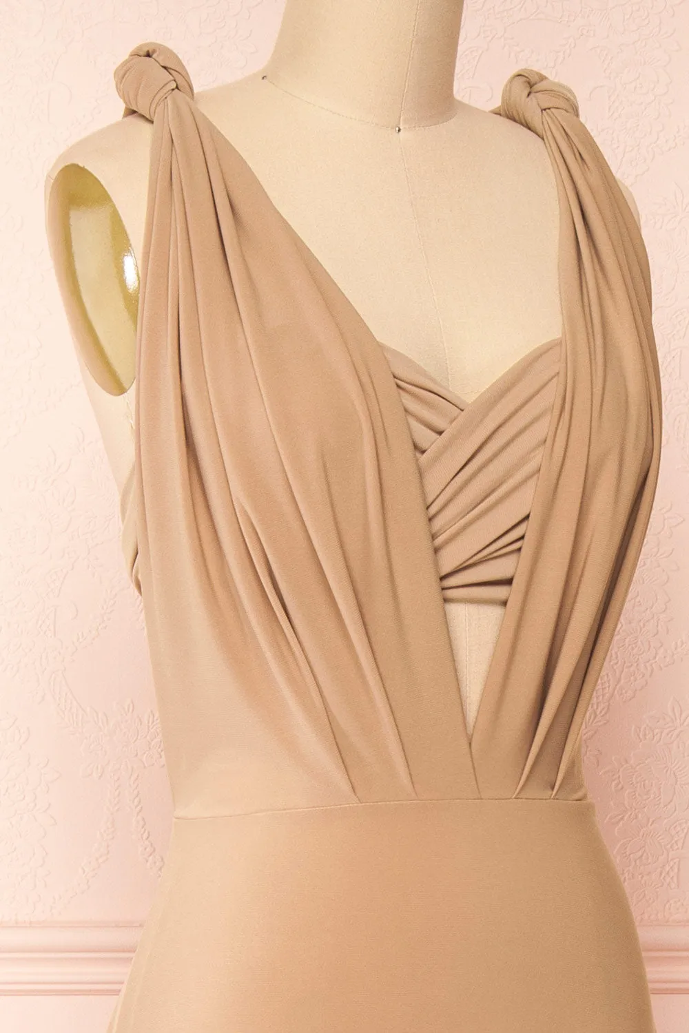 Violaine Beige | Convertible Maxi Dress