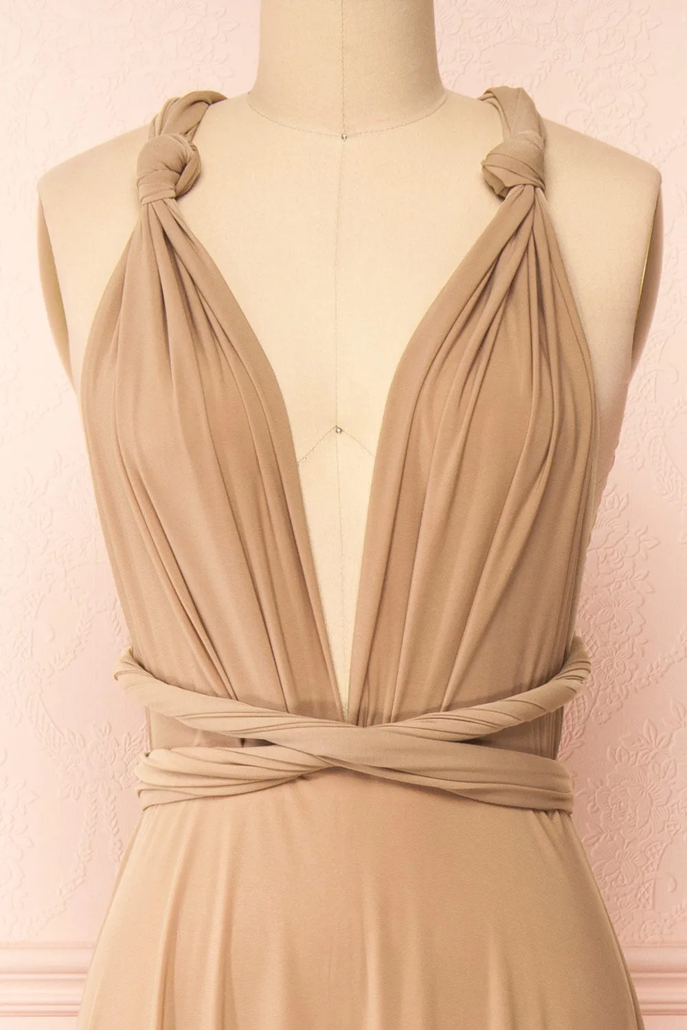 Violaine Beige | Convertible Maxi Dress