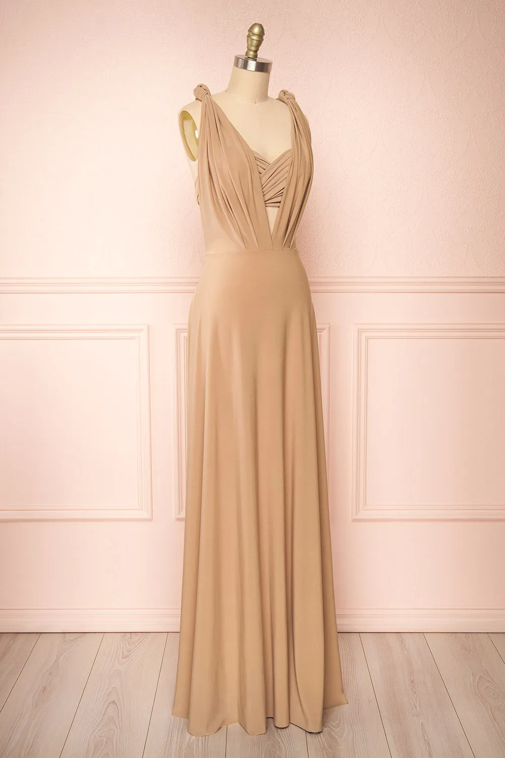 Violaine Beige | Convertible Maxi Dress