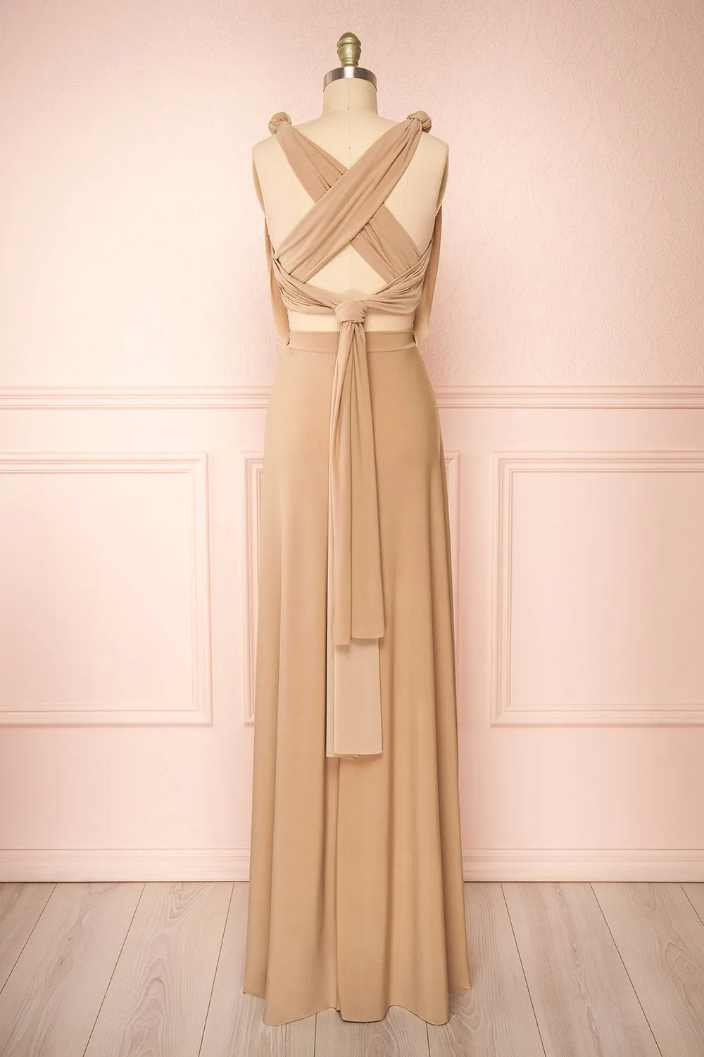 Violaine Beige | Convertible Maxi Dress