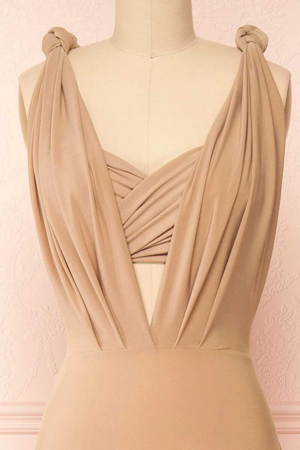 Violaine Beige | Convertible Maxi Dress